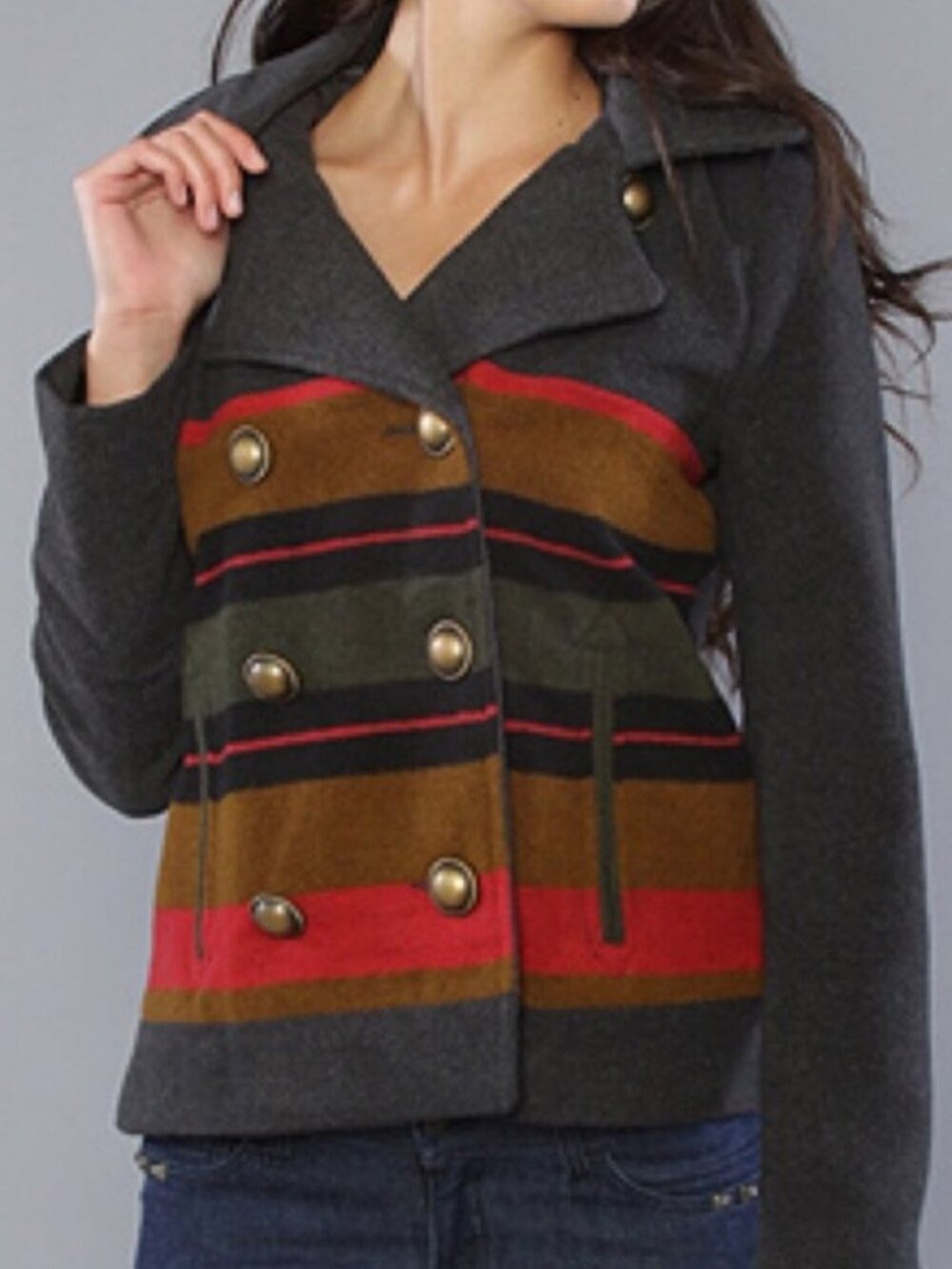Jack by BB Dakota Cromwell Striped Peacoat